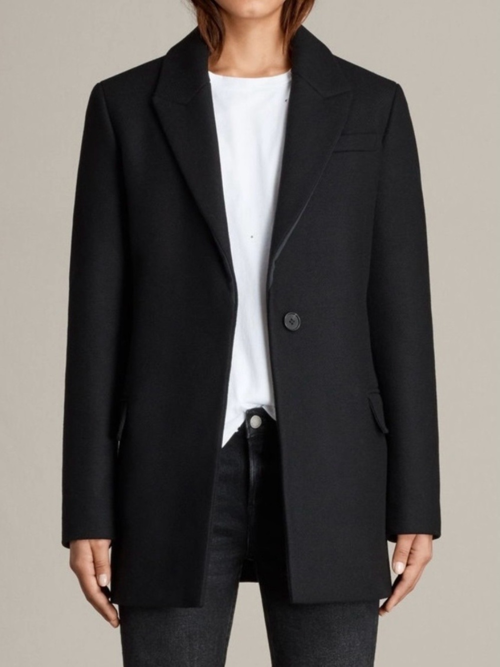 AllSaints Thea Navy Wool Blend Tailored Jacket 4